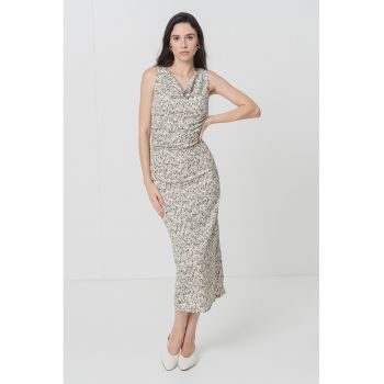 Rochie midi cu decolteu drapat