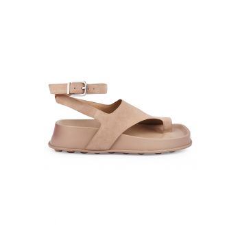 Sandale wedge de piele intoarsa