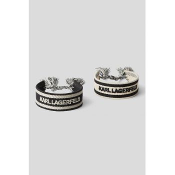 Set de bratari tesute cu logo - 2 piese - Negru - Crem