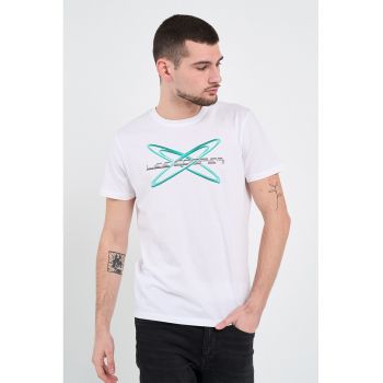 Tricou cu decolteu la baza gatului si imprimeu logo