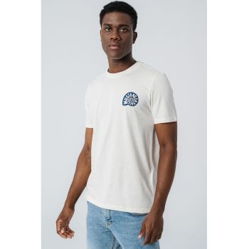 Tricou din bumbac cu decolteu la baza gatului