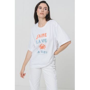 Tricou lejer cu design text Welby