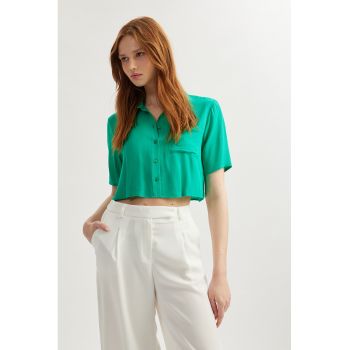 Camasa crop cu maneci scurte