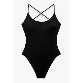 Costum de baie intreg cu bretele incrucisate