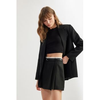 Fusta-pantalon cu talie inalta si curea