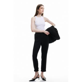 Pantaloni de trening crop cu snur de ajustare