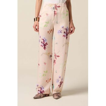 Pantaloni drepti cu model floral