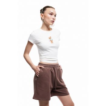 Pantaloni scurti cu buzunare laterale si talie inalta