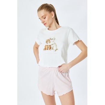 Pijama scurta cu imprimeu grafic