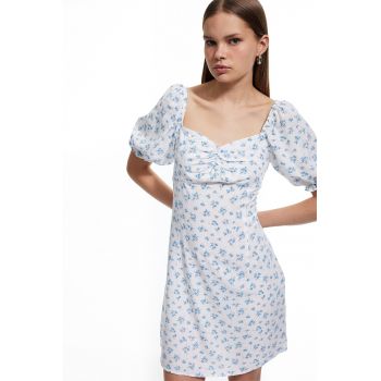 Rochie slim-fit cu maneci bufante