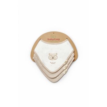 Set de 3 bavete pentru nou nascut, 100 bumbac organic, TeddyBear, BabyCosy