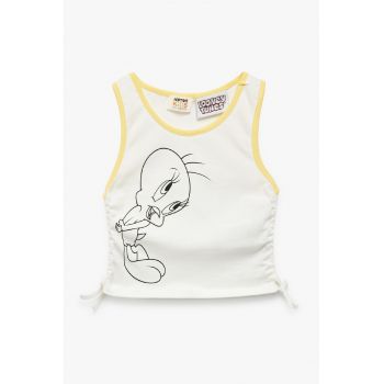 Top crop cu imprimeu desene animate