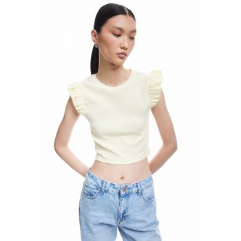Top slim fit cu volane