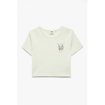 Tricou crop cu detaliu grafic