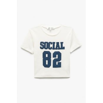 Tricou crop din amestec de bumbac