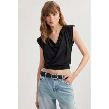 Tricou crop drapat