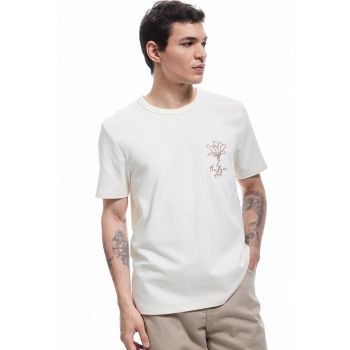 Tricou cu decolteu rotund cu broderie