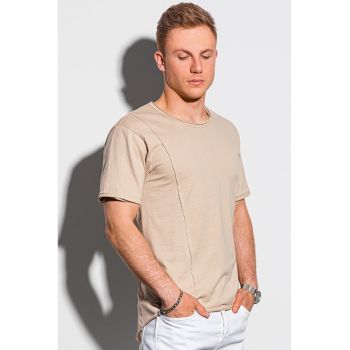 Tricou de bumbac cu decolteu la baza gatului