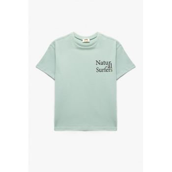 Tricou de bumbac cu imprimeu text