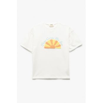 Tricou din bumbac cu broderie