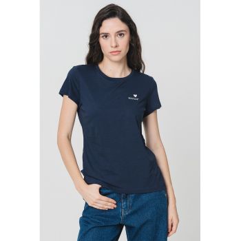 Tricou din bumbac cu decolteu la baza gatului Loa