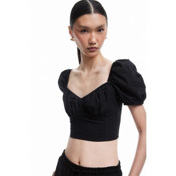 Tricou slim fit cu maneci bufante