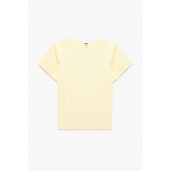 Tricou uni cu decolteu rotund