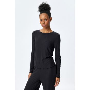 Bluza de pijama din amestec de modal cu decolteu rotund