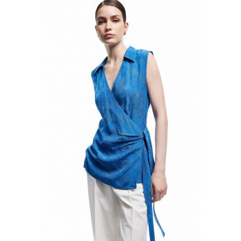 Bluza petrecuta fara maneci - Albastru royal -