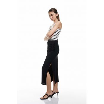 Fusta midi cu slit lateral
