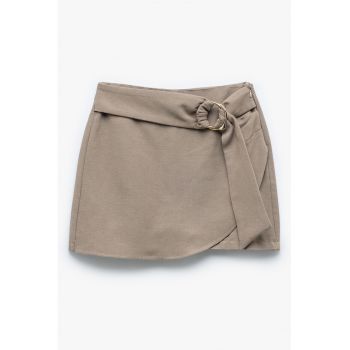 Fusta-pantalon din amestec de in cu o curea ajustabila