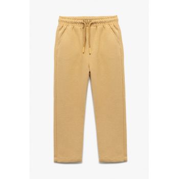 Pantaloni drepti cu talie elastica