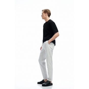 Pantaloni drepti din amestec de in