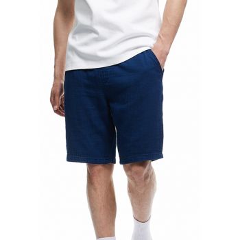 Pantaloni scurti de bumbac cu snururi - Albastru inchis -
