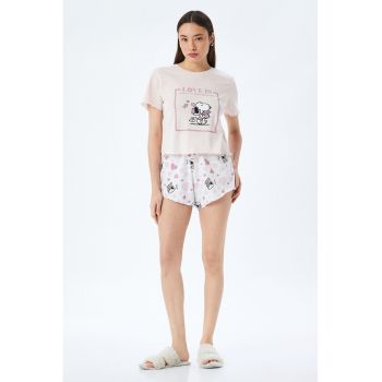 Pijama cu pantaloni scurti si model desene animate