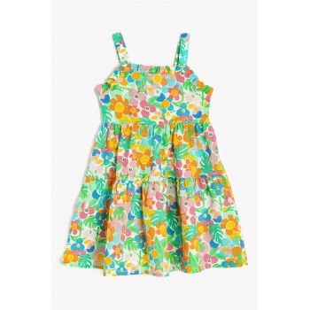 Rochie evazata din bumbac cu model floral