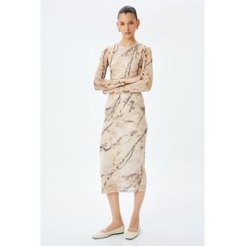 Rochie midi de plasa cu pliuri