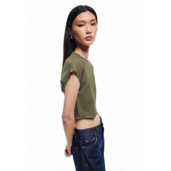 Tricou crop cu model texturat