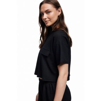 Tricou crop lejer texturat