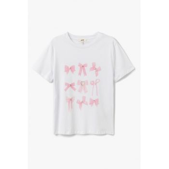 Tricou cu imprimeu cu funde