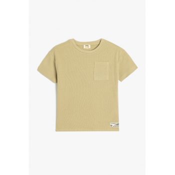 Tricou de bumbac cu buzunar pe piept