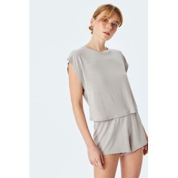 Tricou de pijama lejer din amestec de modal cu model uni