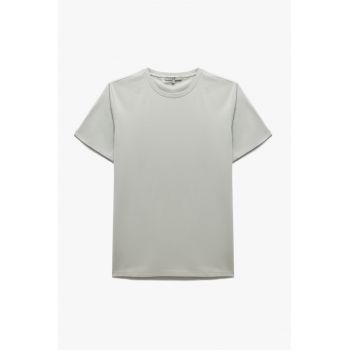 Tricou din amestec de bumbac cu decolteu la baza gatului