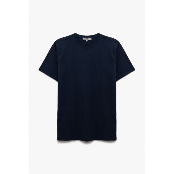 Tricou din amestec de bumbac cu decolteu la baza gatului