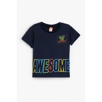Tricou din bumbac cu imprimeu text