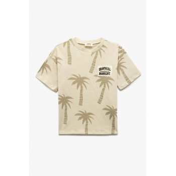 Tricou din bumbac cu imprimeu tropical