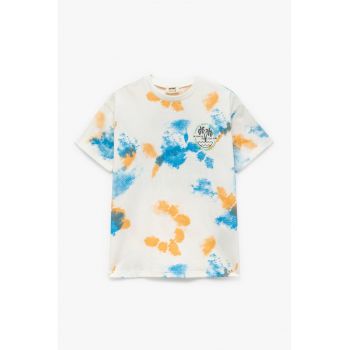 Tricou din bumbac cu model tie-dye