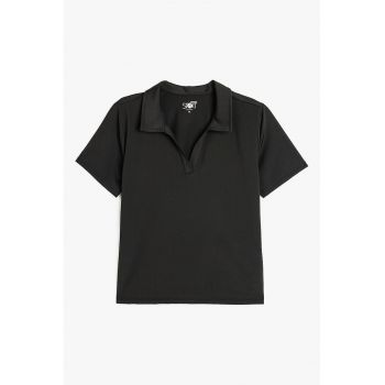 Tricou polo crop