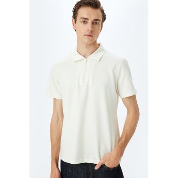 Tricou polo cu fenta cu fermoar