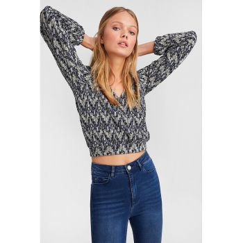 Bluza crop cu terminatie elastica